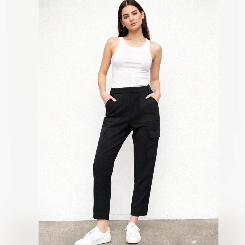 Maeve by Anthropologie Black Utility Cargo Ankle Pants Size Large